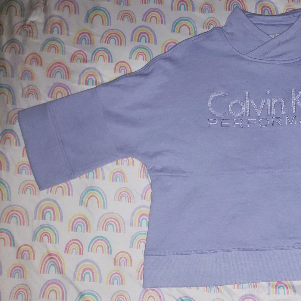 Calvin Klein Performance Embroidered Logo Dolman 3/4  Sleeve Sweatshirt Lilac - Picture 7 of 8